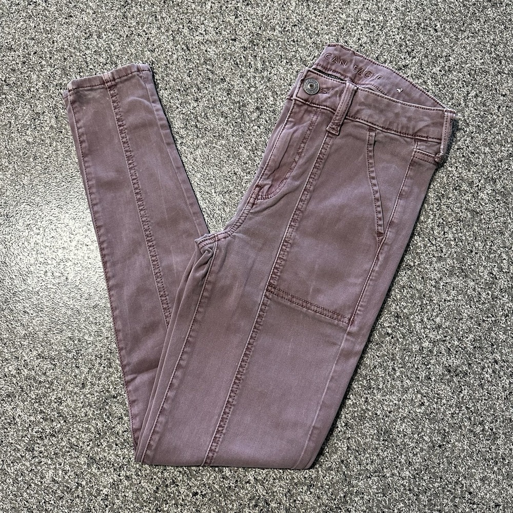 American Eagle Pants Womens 4 R 26x28 High Rise Jegging Skinny Purple‎ Stretch